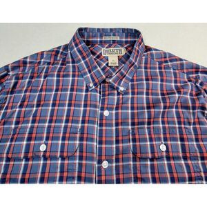 Duluth Trading Shirt Mens XL Blue Plaid Nylon Blend Untucked Long‎ Sleeve